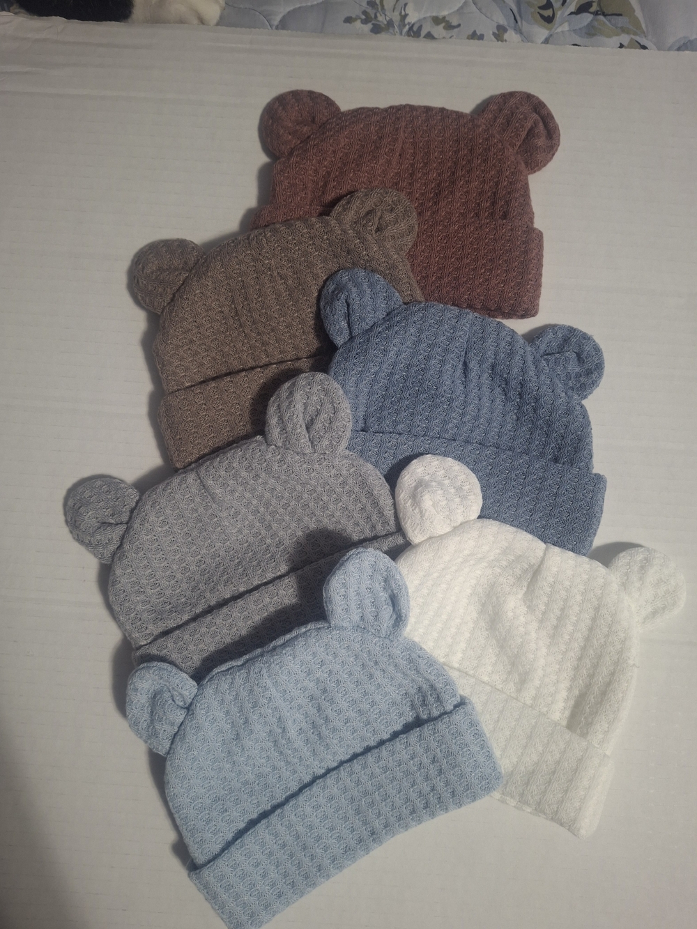 Kids Knit Bear-Ear Beanie - Blue, White, Gray, Brown, Tan, Rust